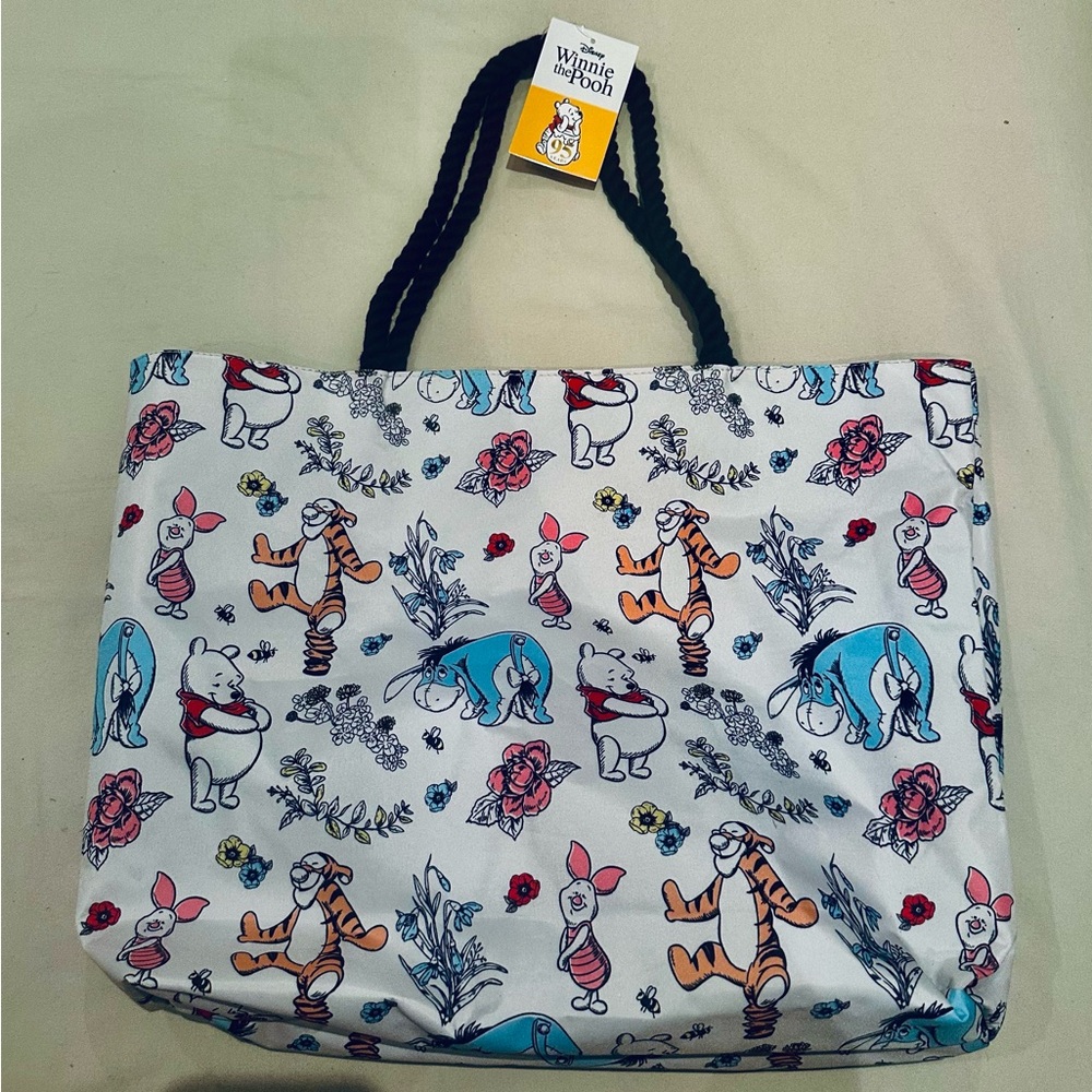 Disney Floral Print Tote Bag Cream